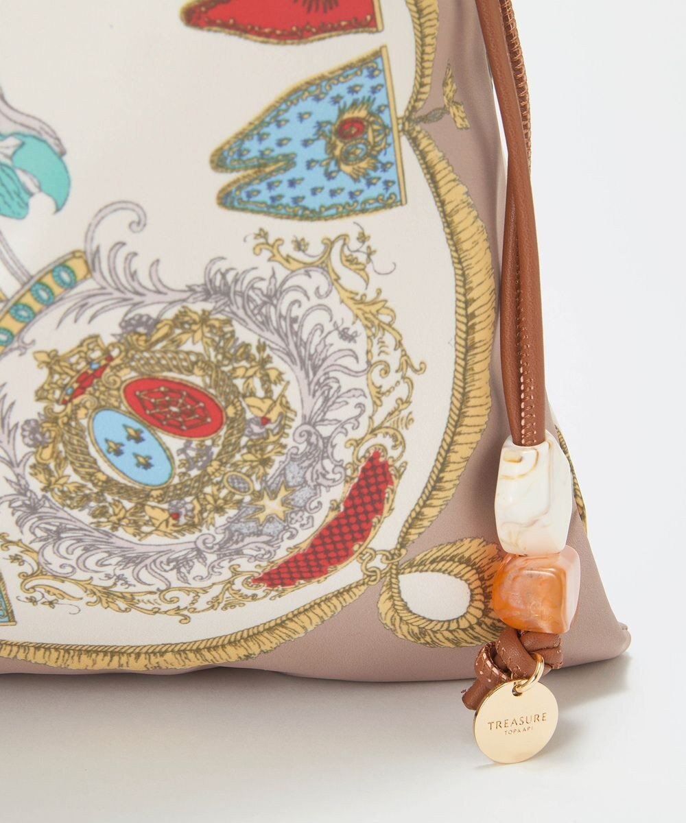 TOPKAPI 【TREASURE TOPKAPI】【アップデート】マイルドサテン スカーフ柄 巾着 ショルダートートバッグ 
