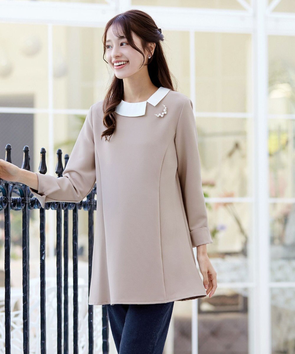 Tiaclasse 【3WAY・ストレッチジョーゼット】付け襟チュニック 