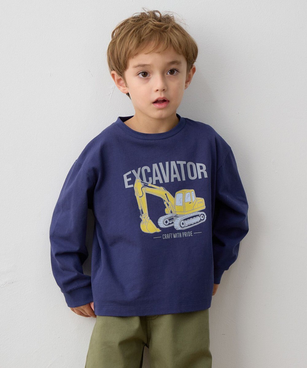 ANY KIDS はたらく車プリント 長袖Tシャツ 