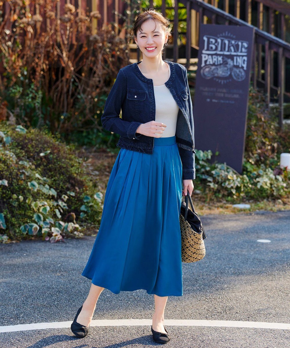 Tiaclasse 【洗える】ノーカラーデニムジャケット 