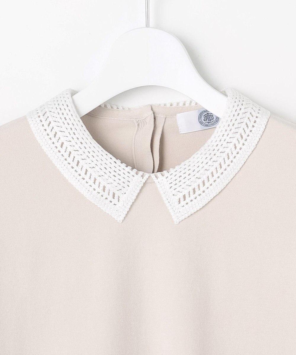 J.PRESS LADIES L レーヨンストレッチ 刺繡襟 ニット 
