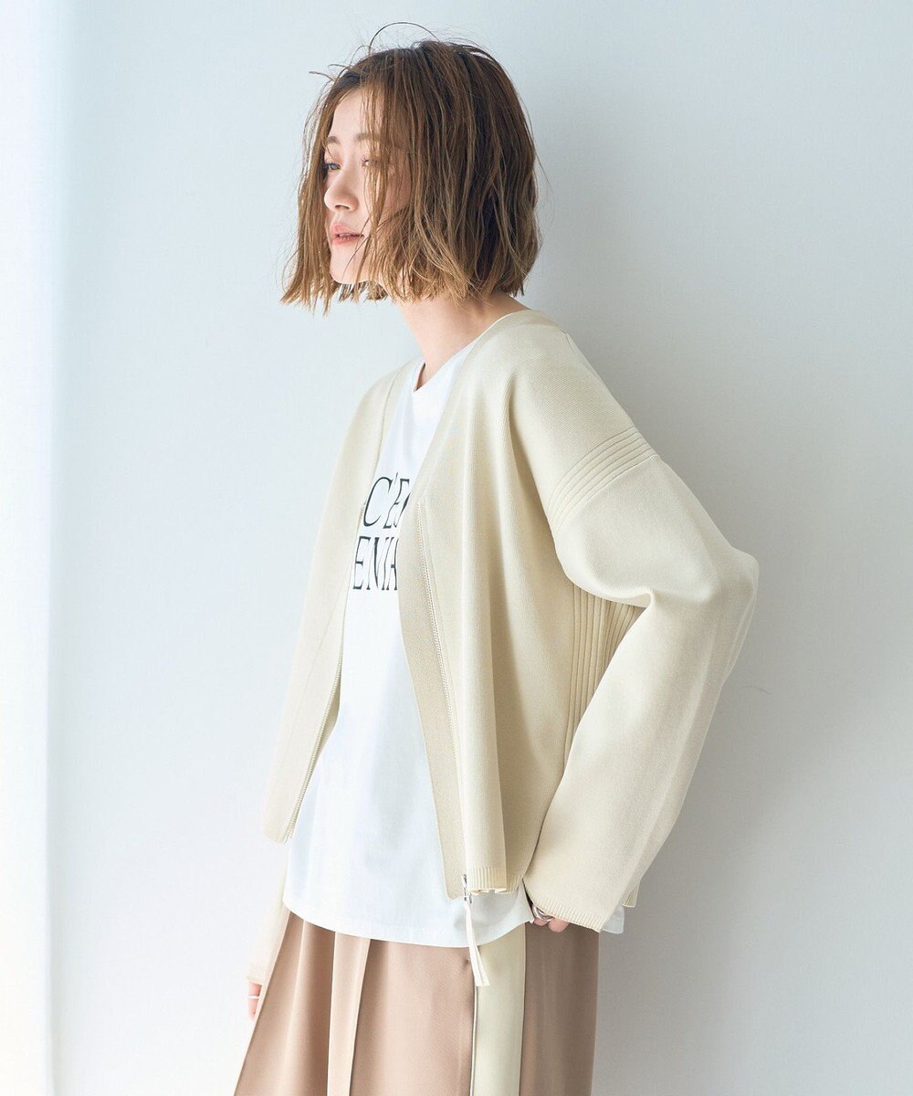 YECCA VECCA 配色VネックZIPカーディガン 