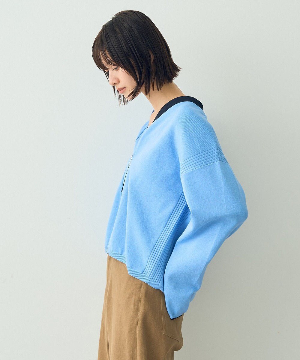 YECCA VECCA 配色VネックZIPカーディガン 