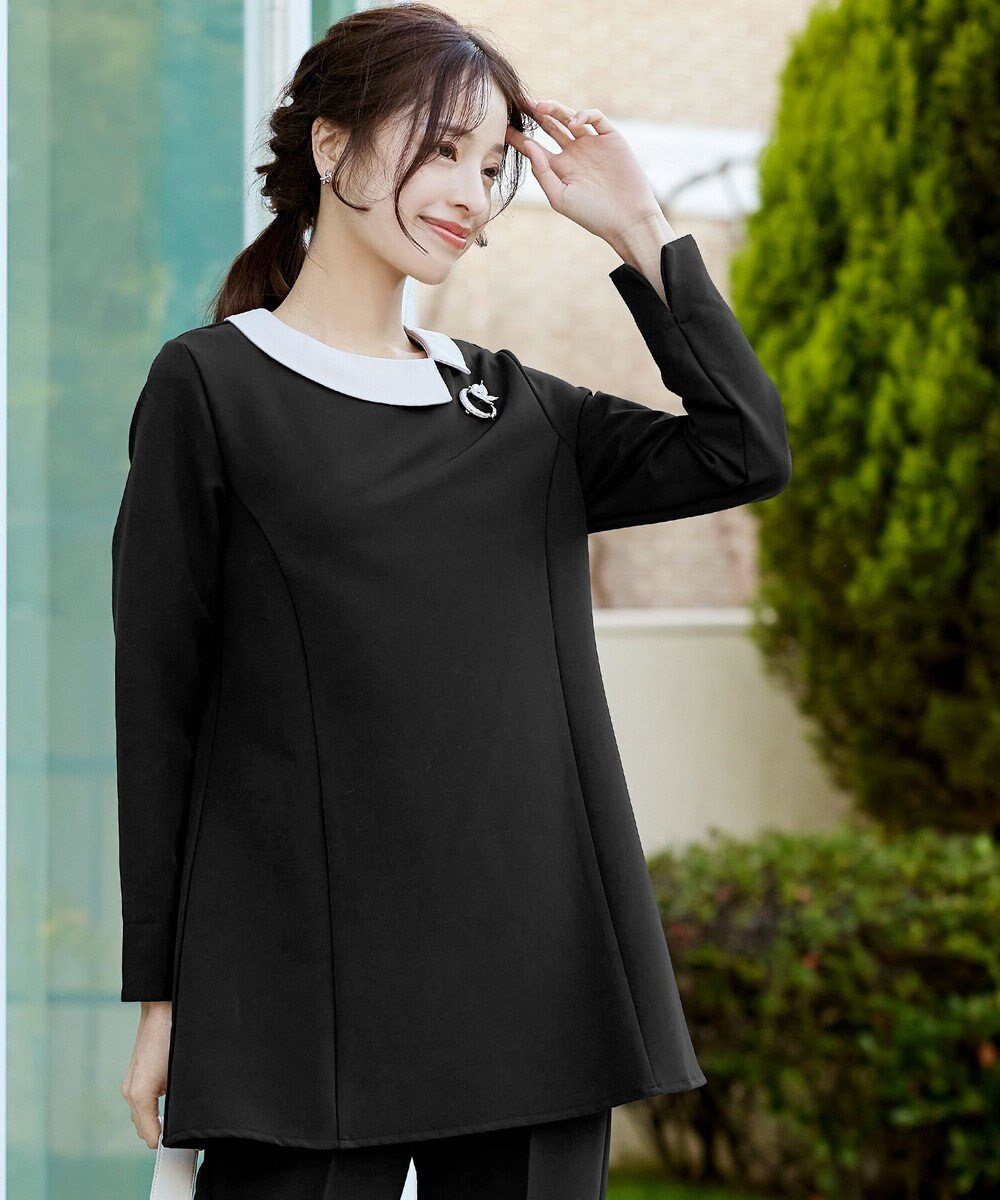 Tiaclasse 【3WAY・ストレッチジョーゼット】付け襟チュニック 