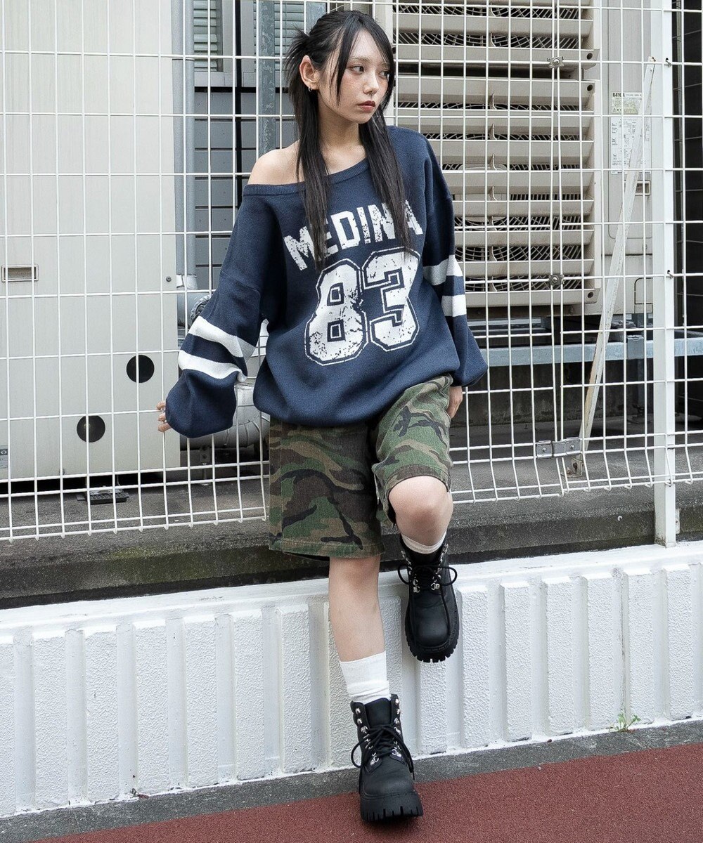 WEGO 【2025年秋冬新作】2WAYグラフィックワンショルBIGニット 