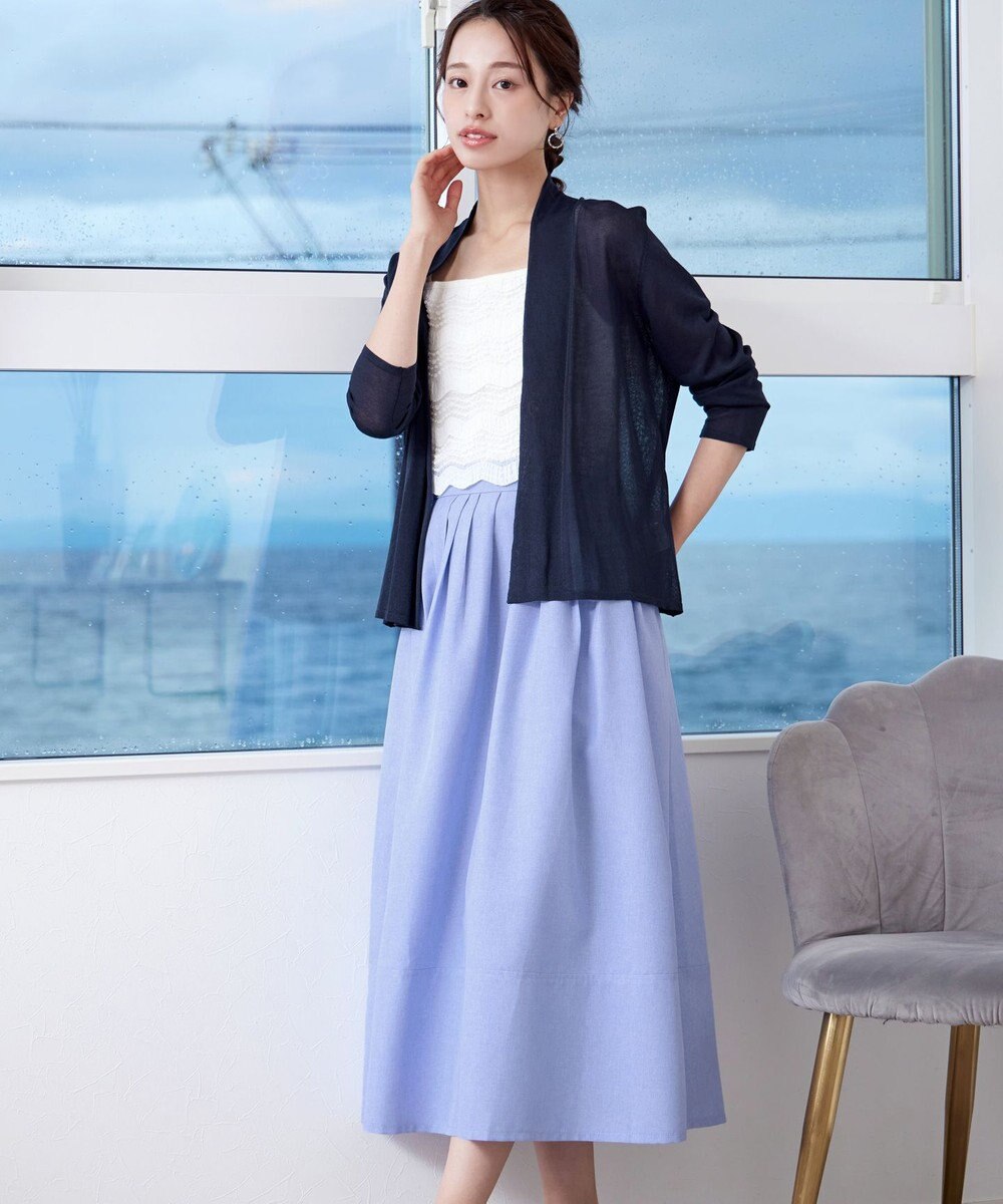 Tiaclasse 【選べる丈】麻調タックフレアスカート 