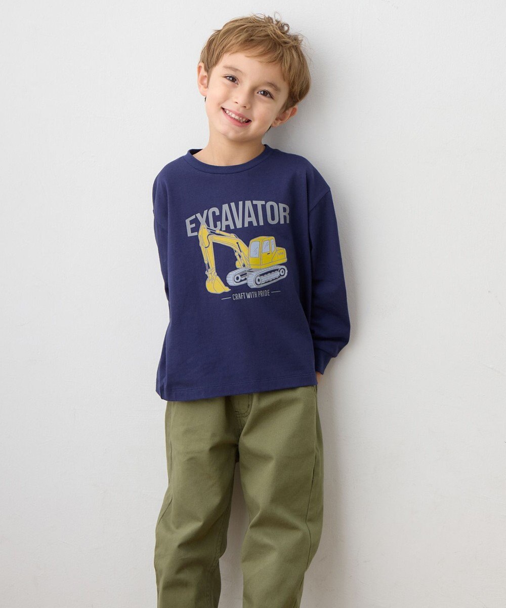 ANY KIDS はたらく車プリント 長袖Tシャツ 