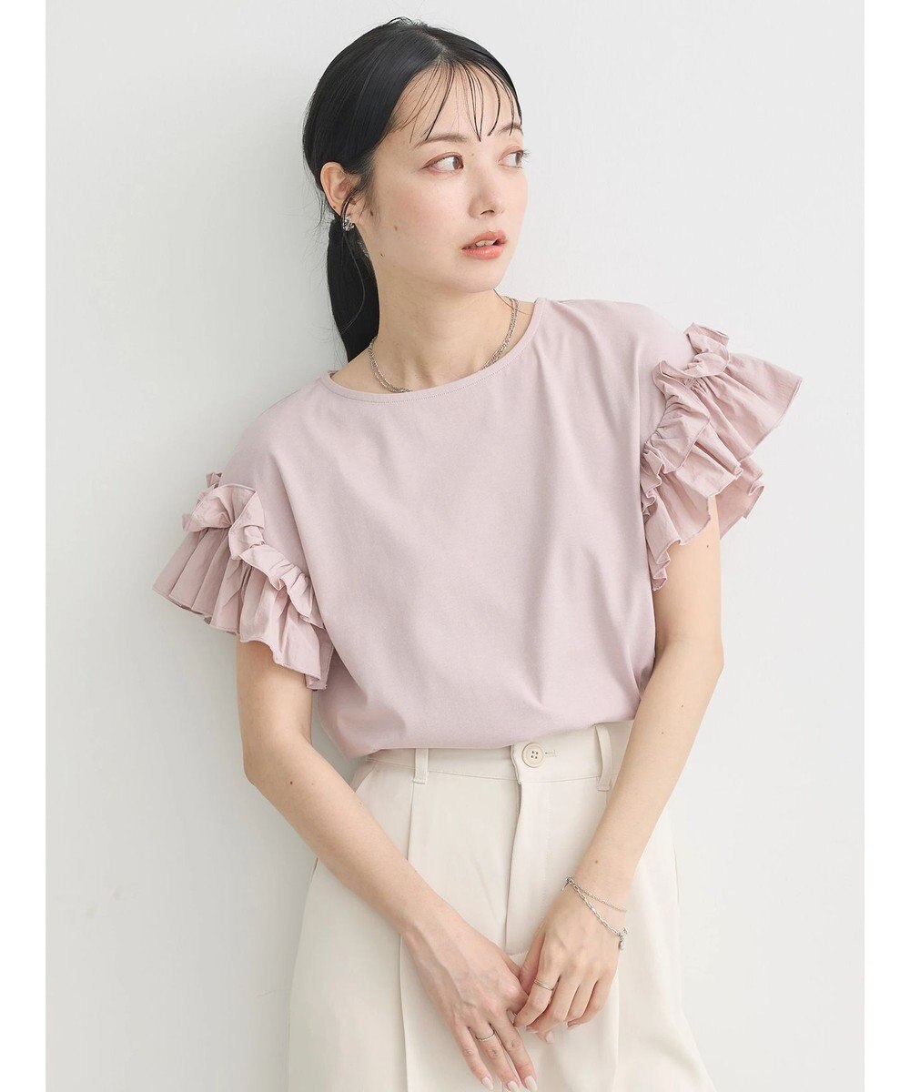 earth music&ecology フリルスリーブカットソー 