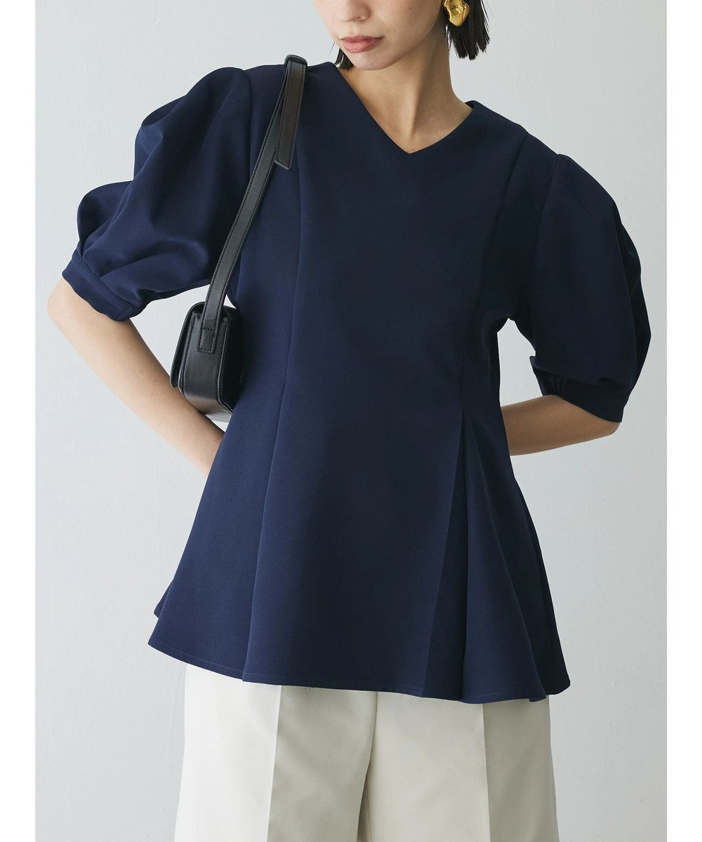 Green Parks AnriettMusee パフスリーブペプラムブラウス 