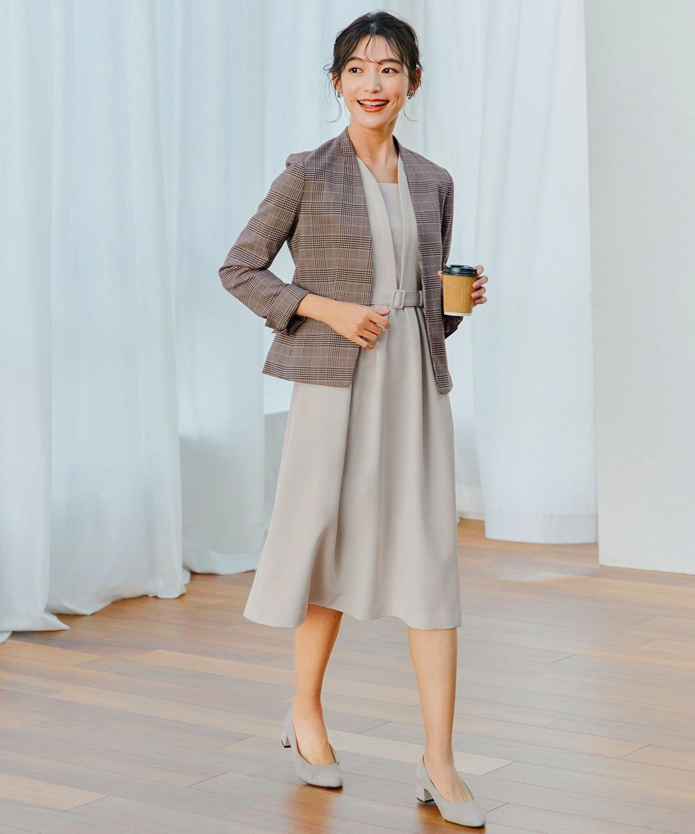 Tiaclasse 【ダブルクロス・洗える】 ナローVネックワンピース 