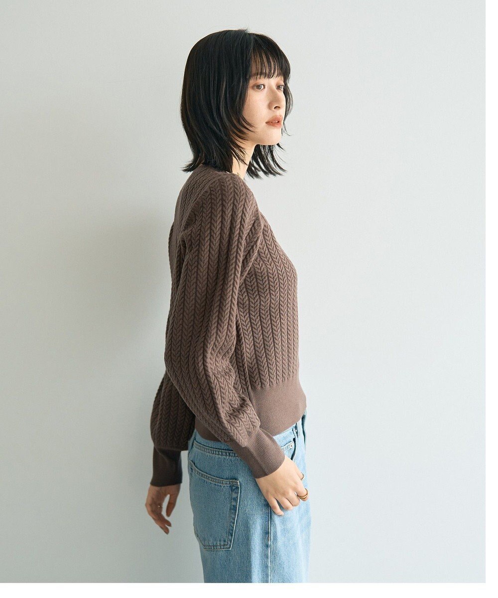 YECCA VECCA 金釦ミニケーブルニット 