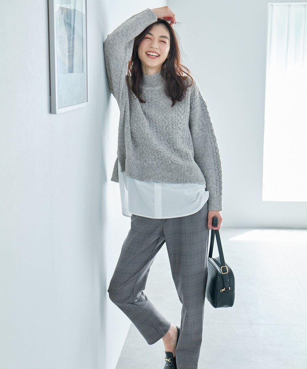 ANY 【洗濯機可能】シャツコンビケーブルニット 