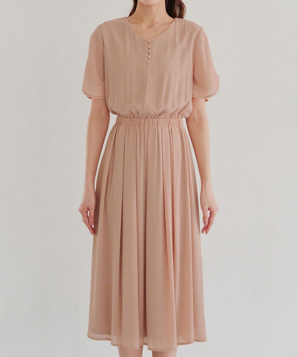 Tiaclasse 【洗える】花びらスリーブベルト付きワンピース 