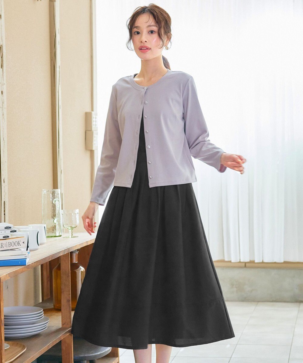 Tiaclasse 【選べる丈】麻調タックフレアスカート 