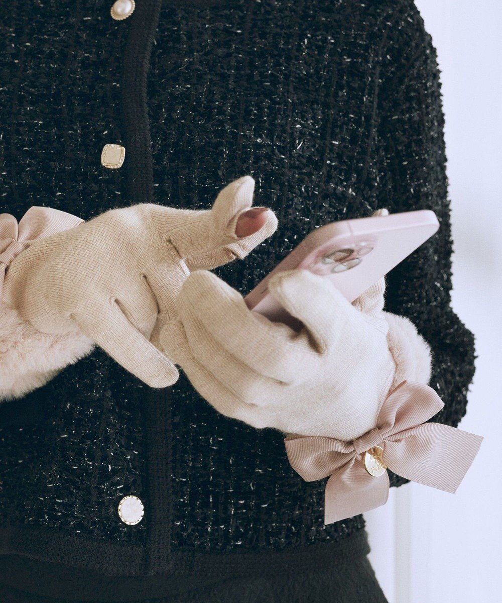 Maison de FLEUR ビッグリボンファーグローブ 