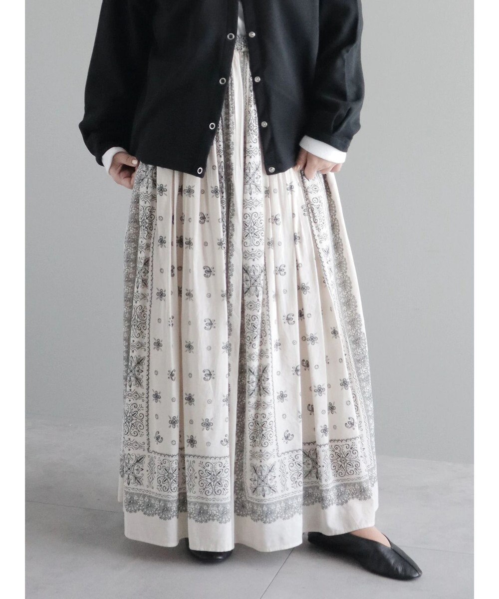 CRAFT STANDARD BOUTIQUE パネル柄マキシギャザースカート 