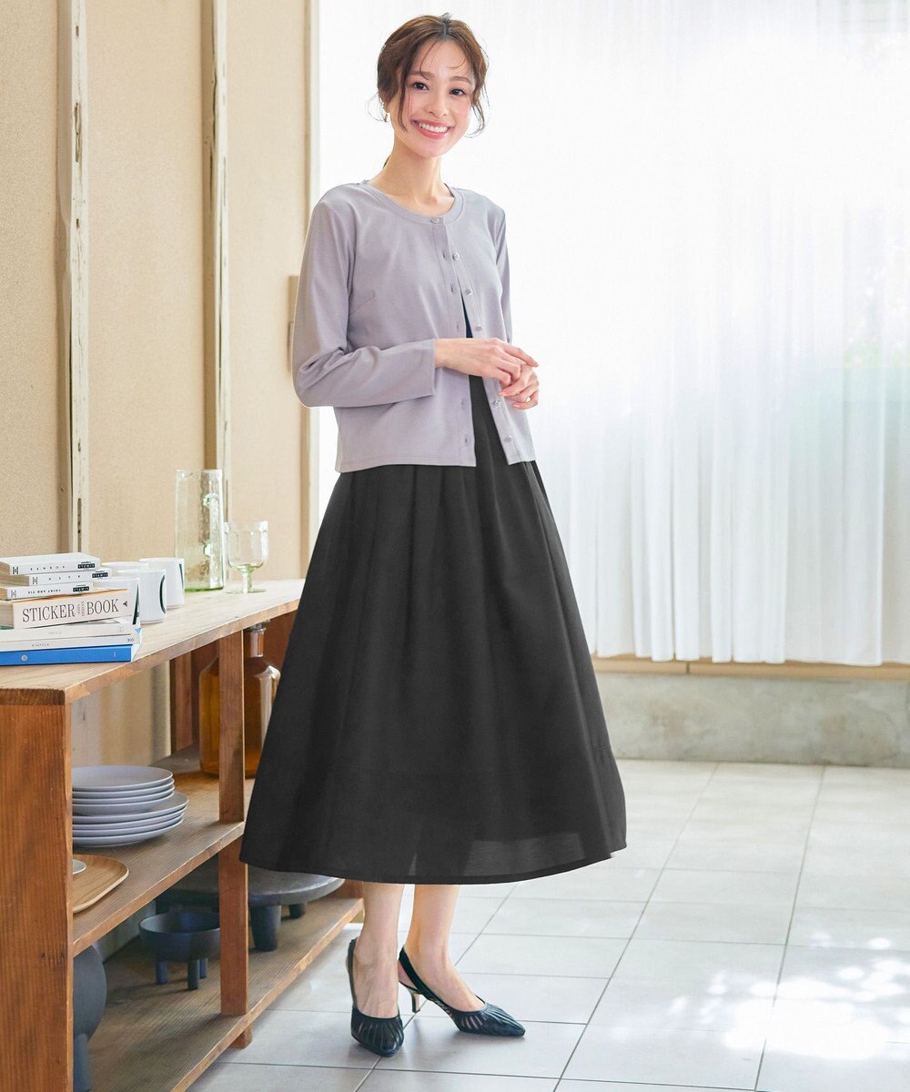 Tiaclasse 【選べる丈】麻調タックフレアスカート 