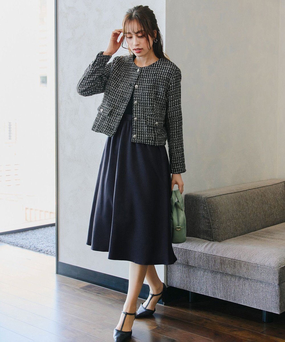 Tiaclasse 【洗える】ツイードノーカラージャレロ 