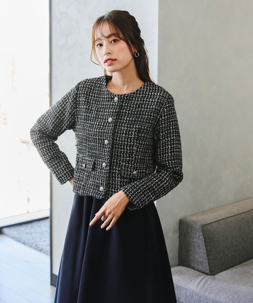 Tiaclasse 【洗える】ツイードノーカラージャレロ 