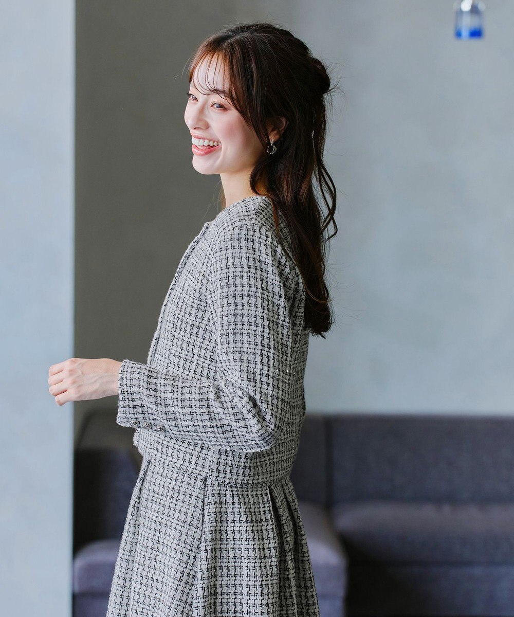 Tiaclasse 【洗える】ツイードノーカラージャレロ 