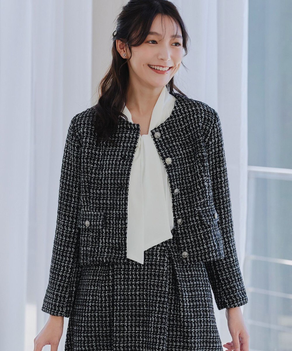 Tiaclasse 【洗える】ツイードノーカラージャレロ 