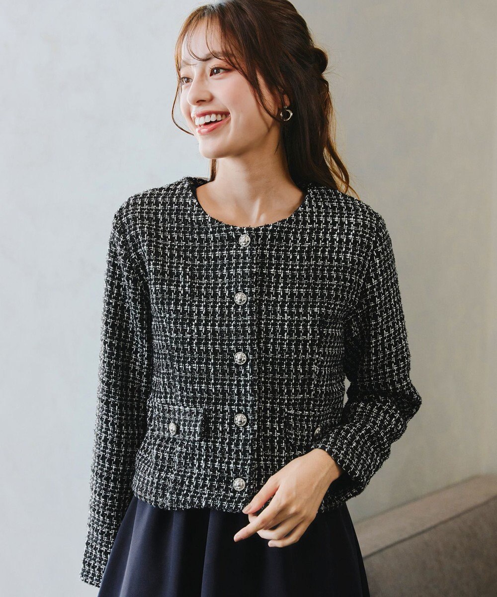 Tiaclasse 【洗える】ツイードノーカラージャレロ 