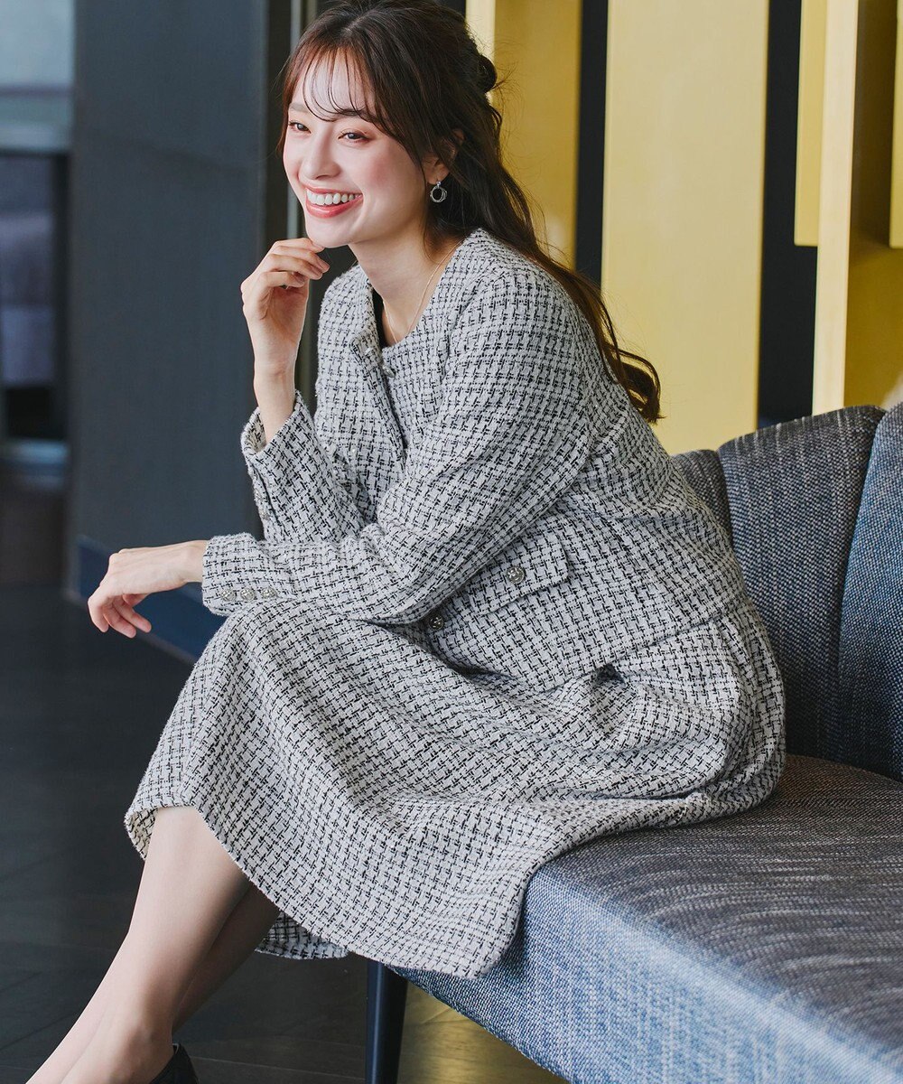 Tiaclasse 【洗える】ツイードノーカラージャレロ 