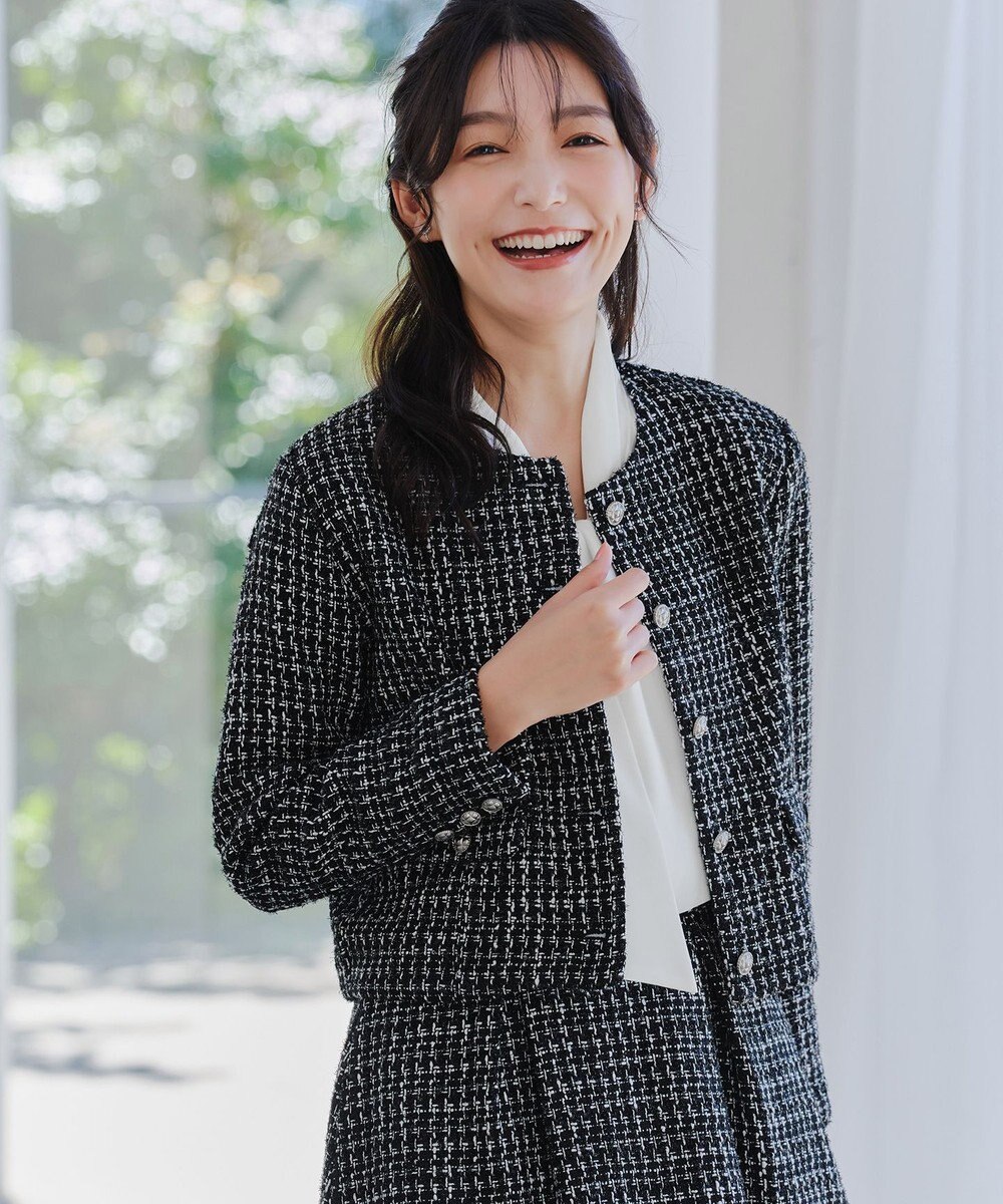 Tiaclasse 【洗える】ツイードノーカラージャレロ 