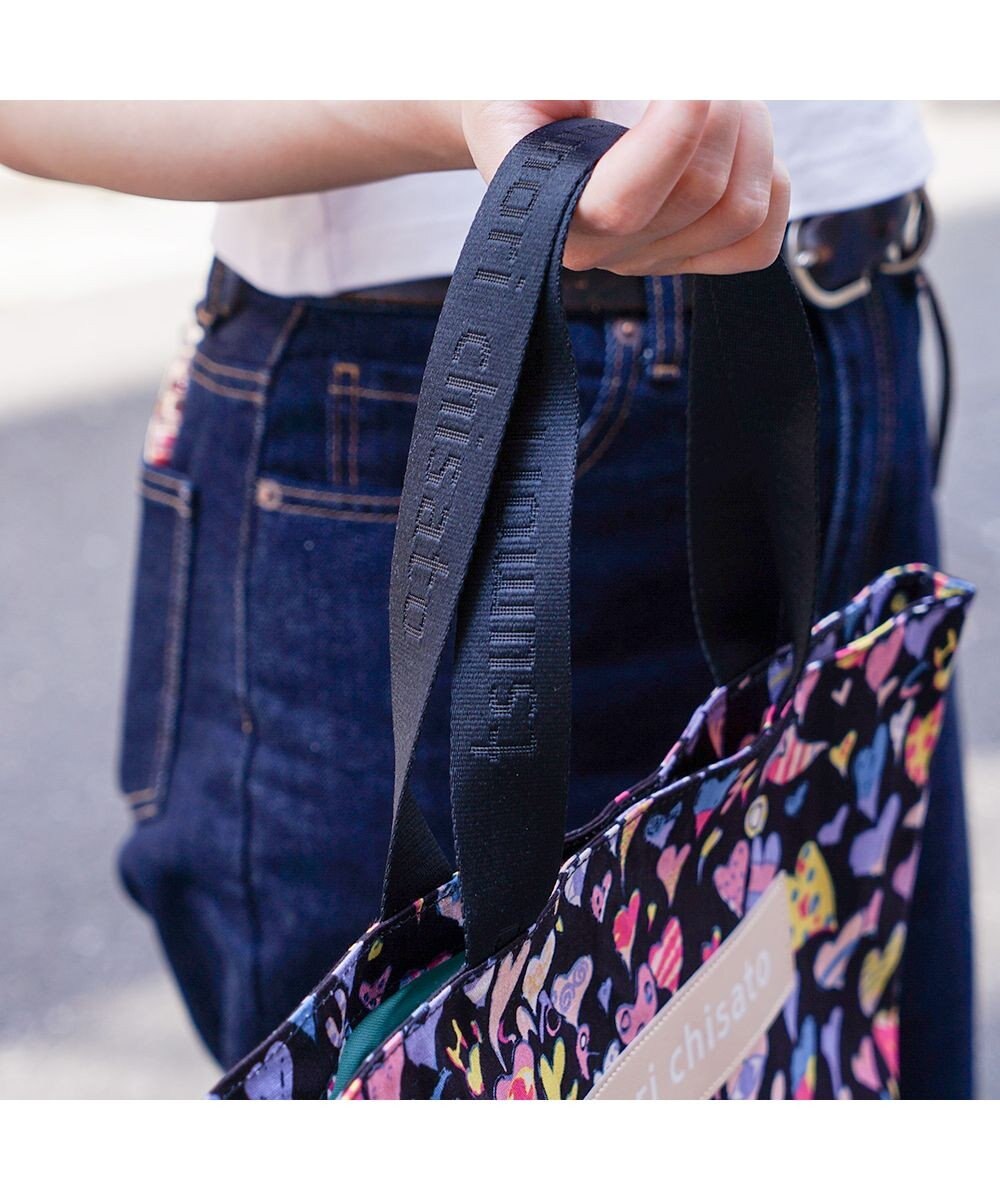 tsumori chisato CARRY コットンハート プリント ハンドバッグ トートバッグ Mサイズ 