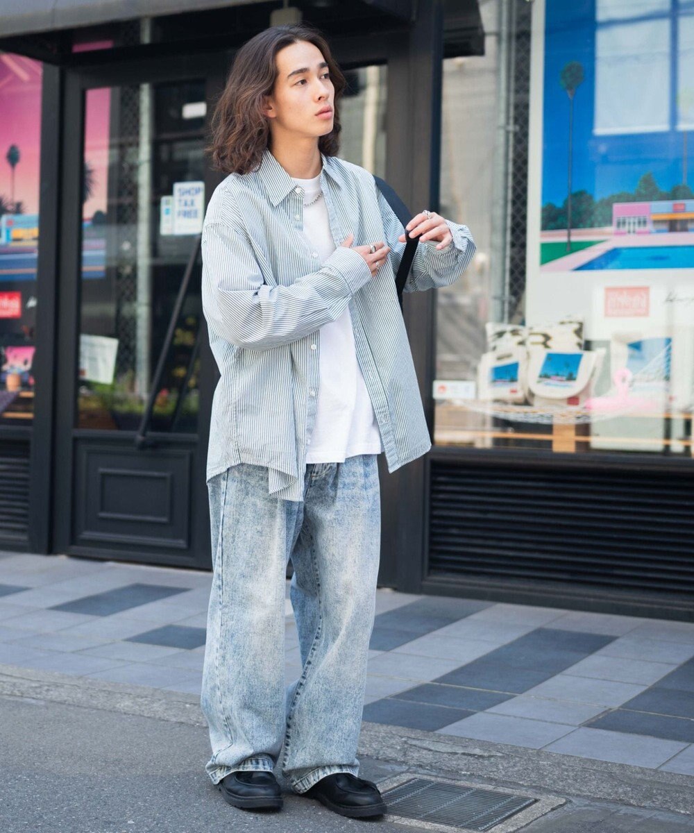 WEGO スケーターズ　タックワイドデニムパンツ 