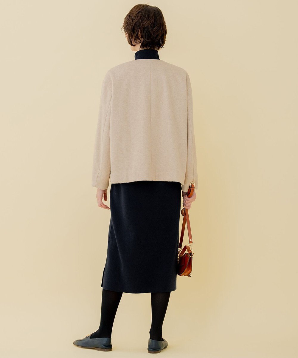 自由区 【WEB限定】ブラッシュドビーバー ショート丈ノーカラーコート 