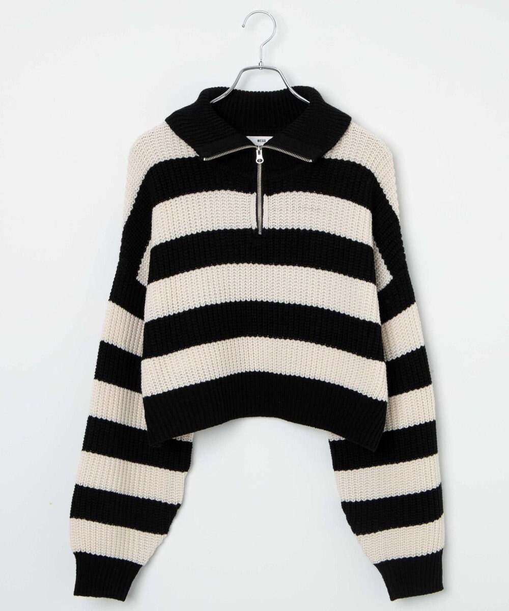 WEGO ハーフジップショートニットプルオーバー 