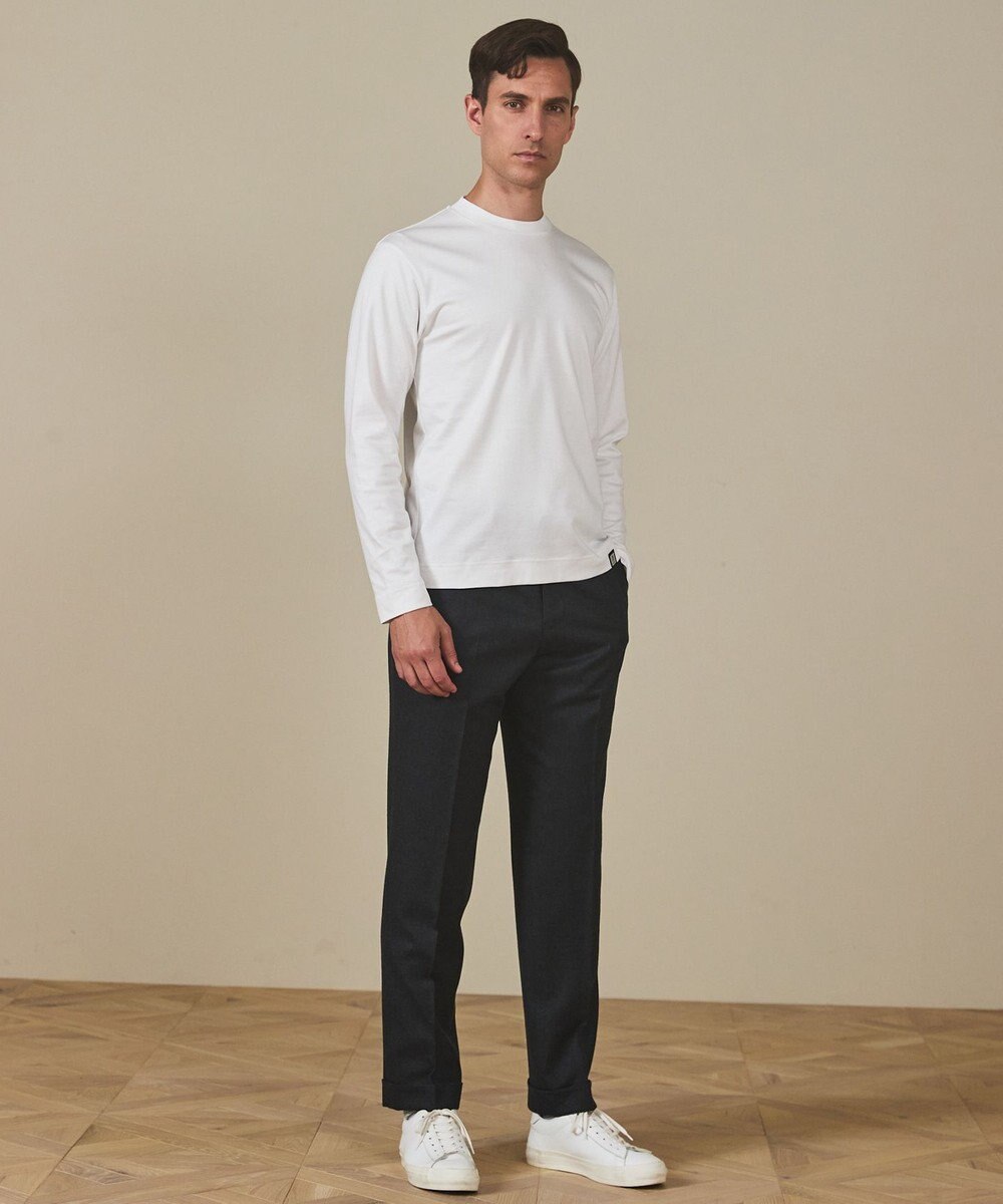 GOTAIRIKU 仕事で着られる 綿100％ 【洗える】カバーネック ドレスTシャツ_ロング 