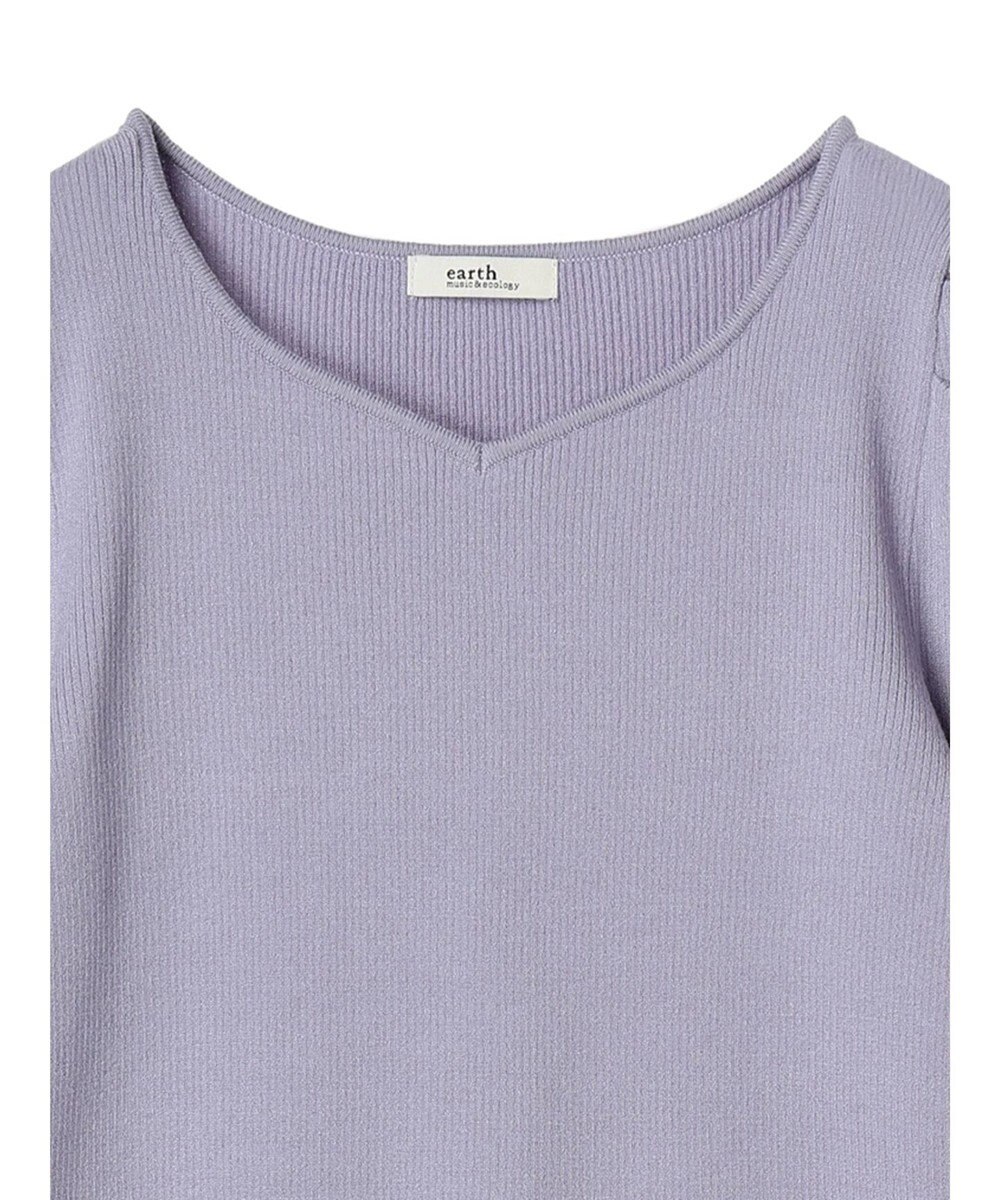 earth music&ecology ハートネック袖パールニットプルオーバー 