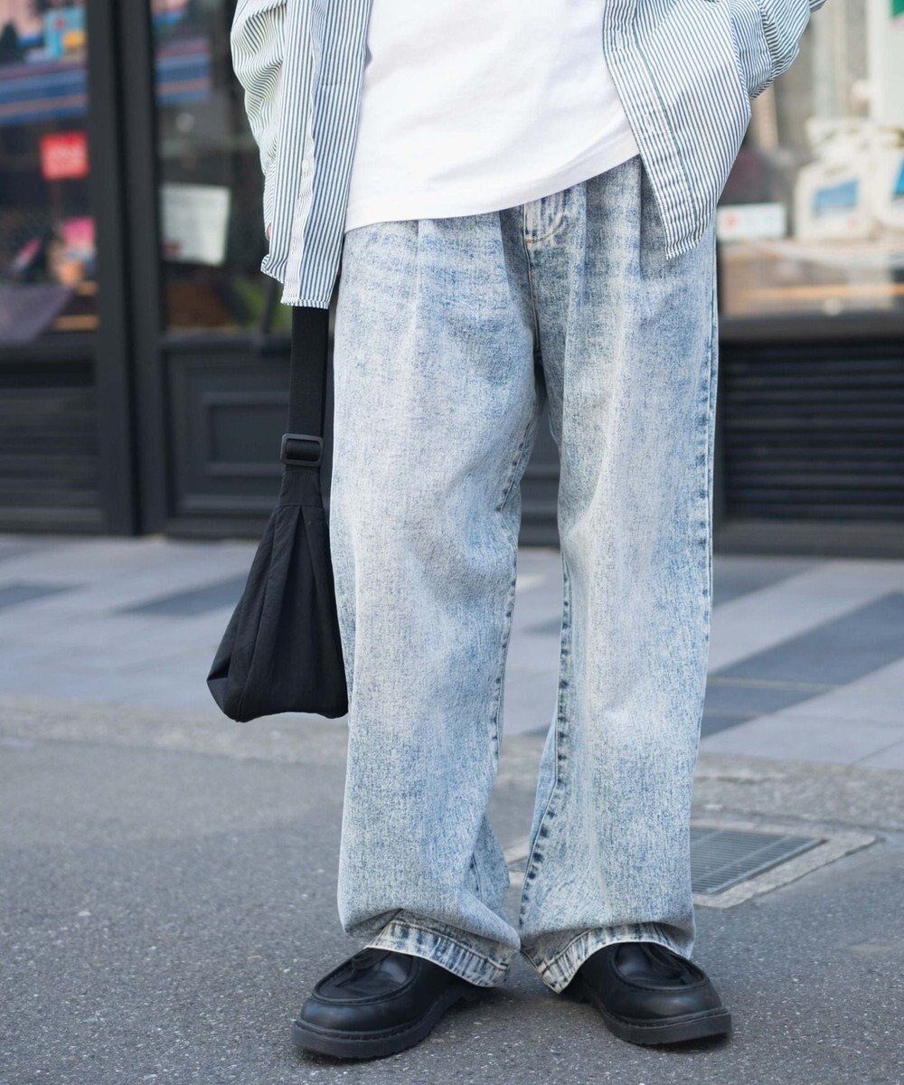 WEGO スケーターズ　タックワイドデニムパンツ 