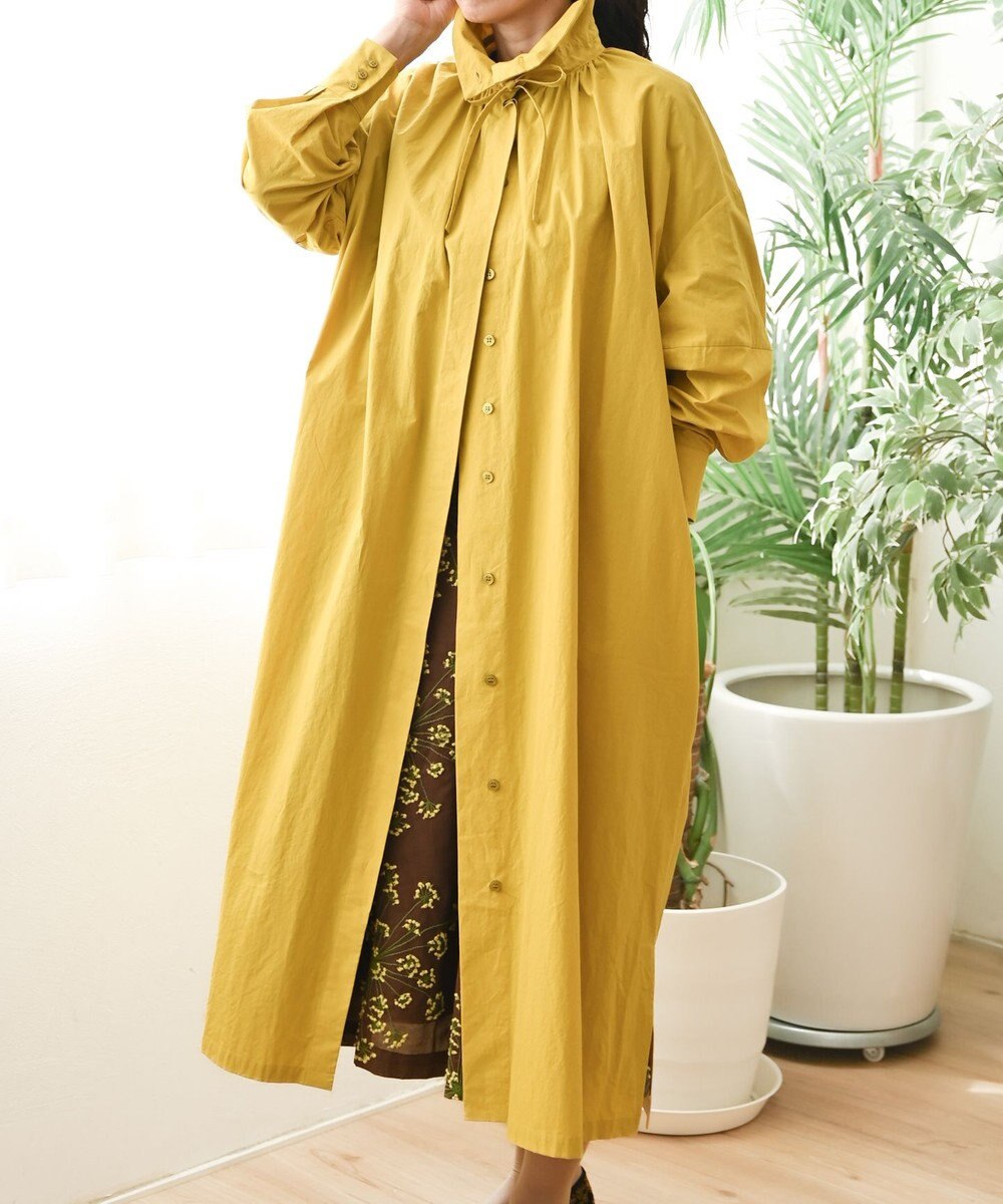 muuc 〈多彩な着方が叶う〉〈衿立て＆衿折り〉〈遠州織物の工場で織られた上質なコットン生地〉リボン紐付き多様衿 シャツワンピース 