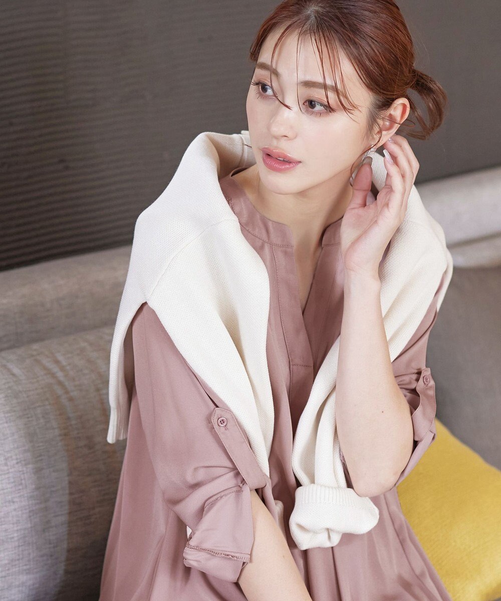 Tiaclasse L 【洗える】ヴィンテージサテンチュニックブラウス 