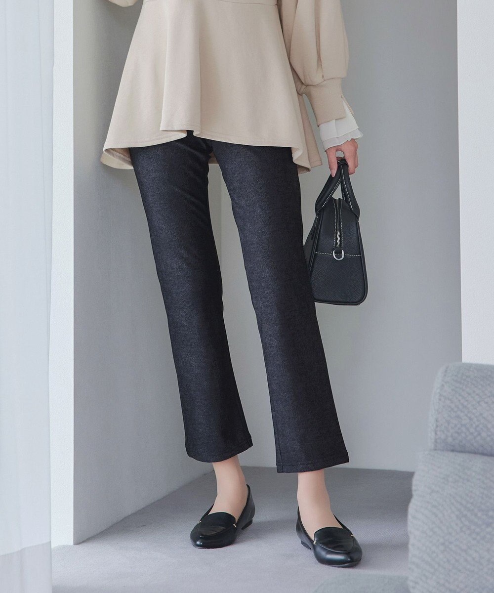 Tiaclasse L 【日本製】メランジプリント裏起毛スリムパンツ 