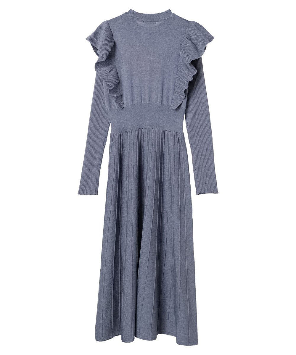 earth music&ecology ショルダーフリルニットワンピース 