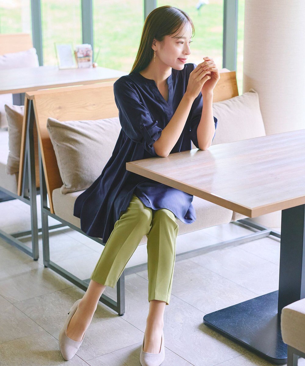 Tiaclasse L 【洗える】ヴィンテージサテンチュニックブラウス 