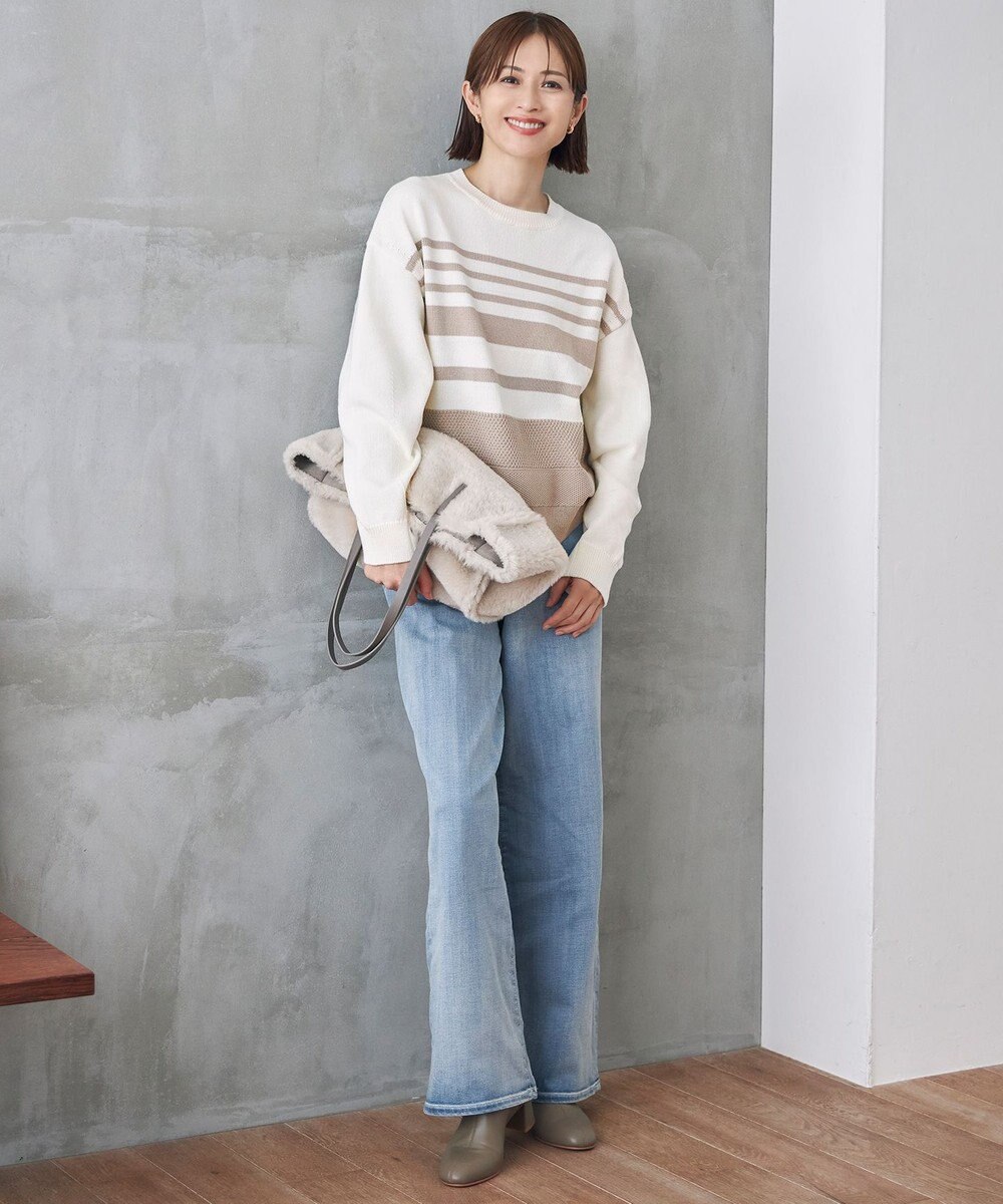 自由区 【洗える】コットンポリミドルゲージ ニット 