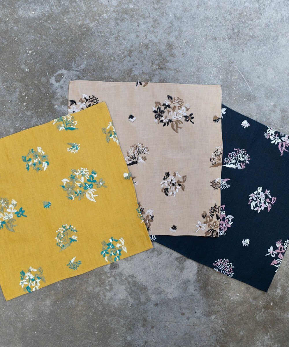 AND WOOL 野小花刺繍ハンカチ 