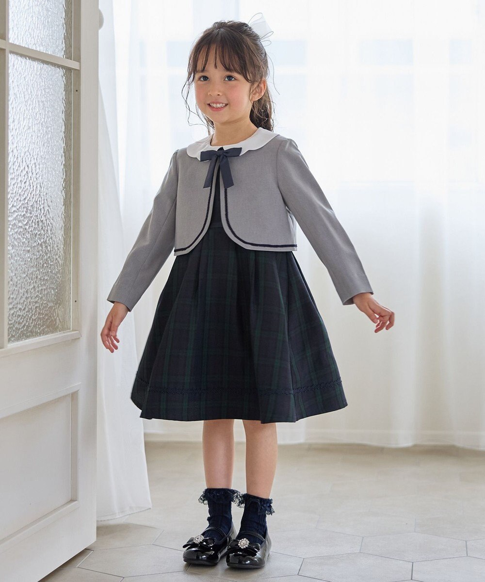 ANY KIDS 【2点セット】ノーカラー ボレロジャケット+襟付き ワンピース 