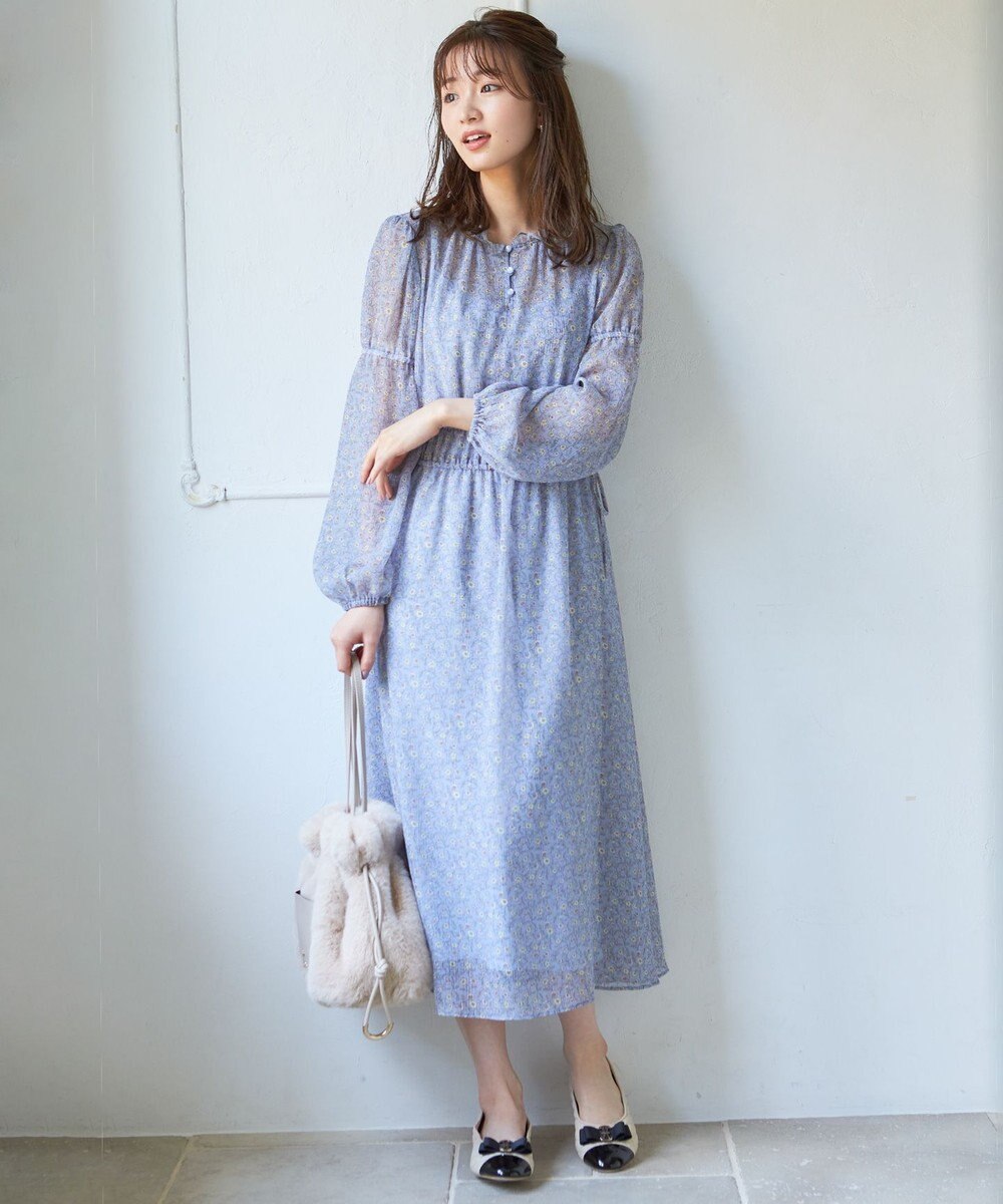 【WEB限定】【TOCCA LAVENDER】Pastel Flower Crepe Dress ドレス, オールドローズ系5, 0