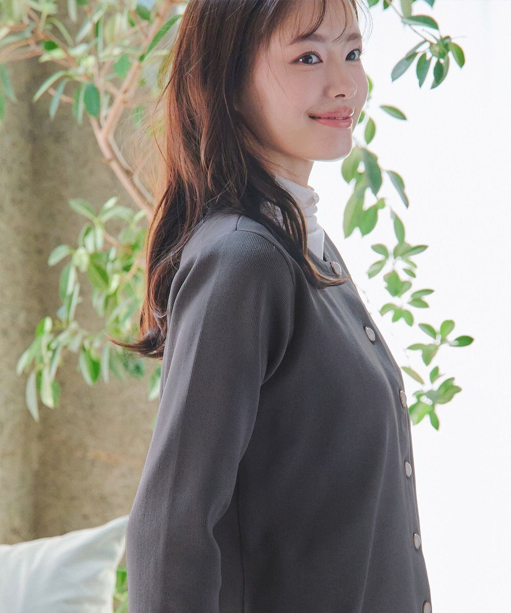 Tiaclasse L 【洗える】スポンジニットパールボタンカーディガン 