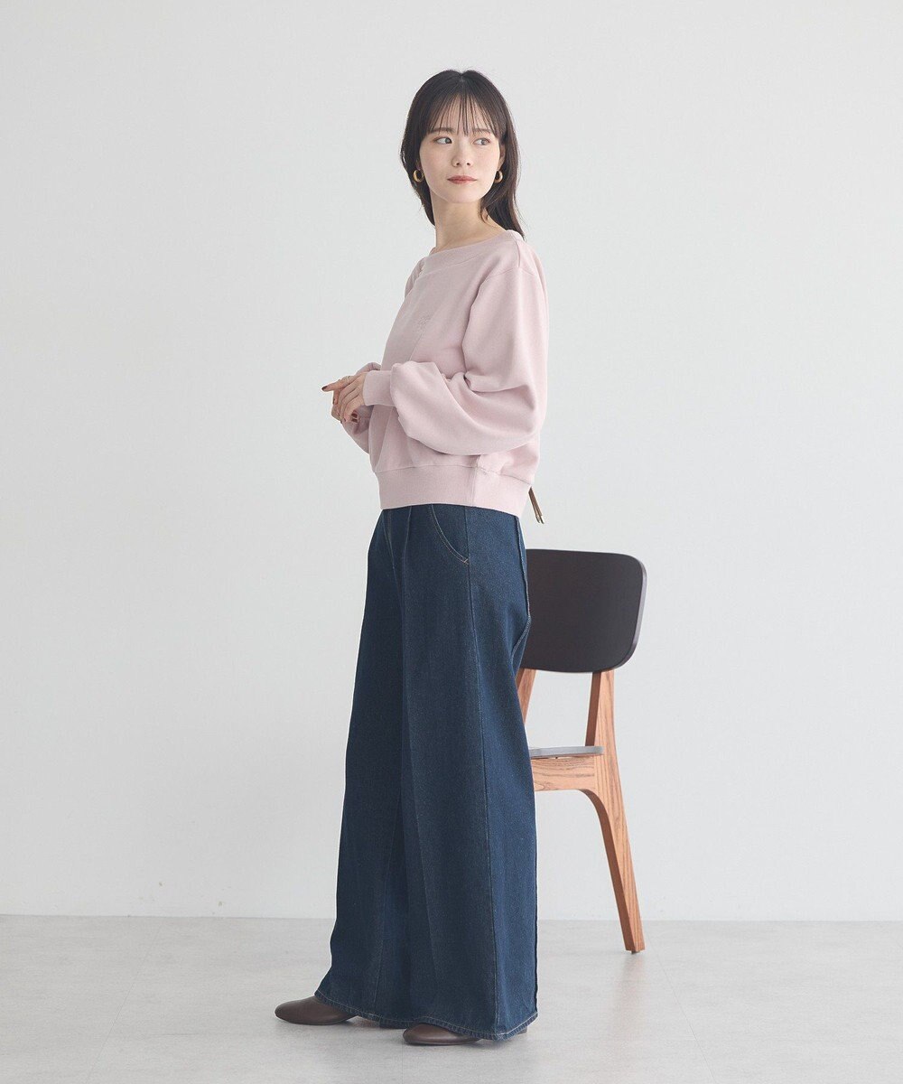 earth music&ecology ショート丈ワンポイント刺繍オフショルスウェット 