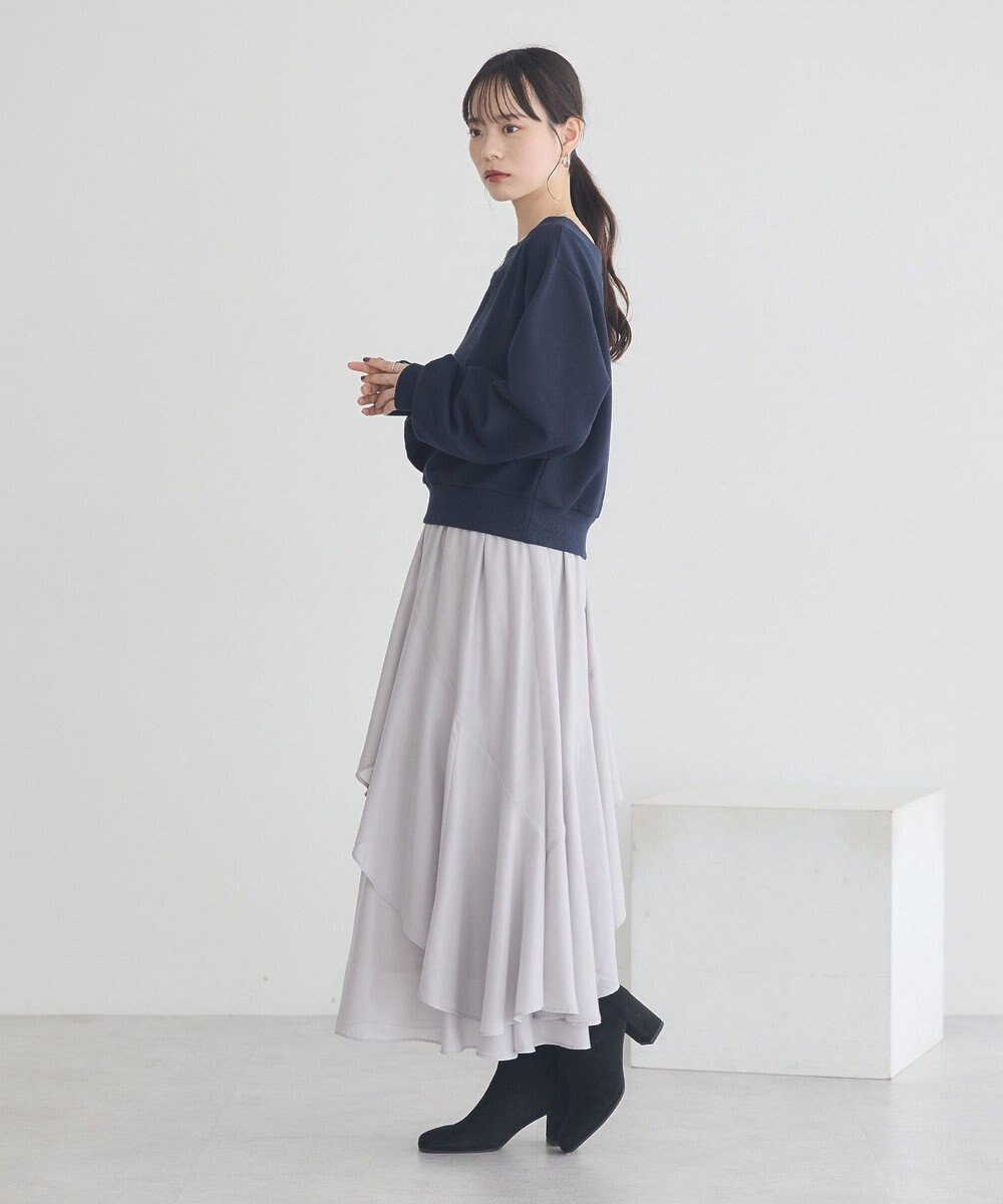 earth music&ecology ショート丈ワンポイント刺繍オフショルスウェット 