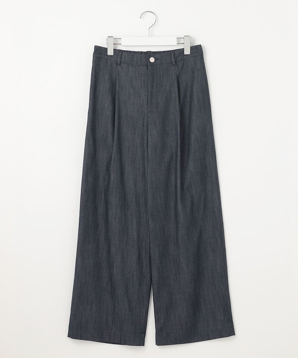 J.PRESS LADIES L 【洗える】セルロースシャンブレー ワイド パンツ 