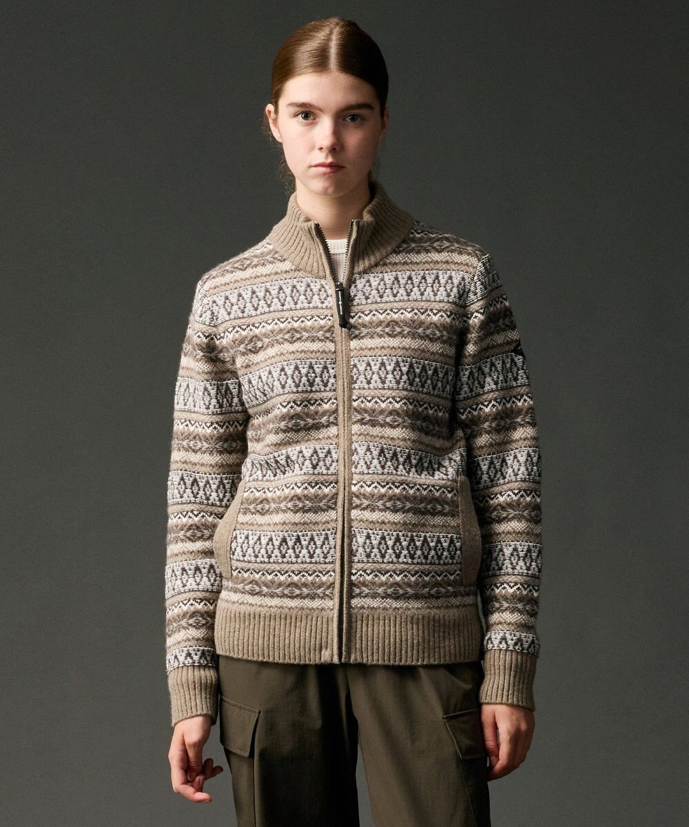 JOSEPH ABBOUD MOUNTAIN 【軽量/ソフト】ラム×モールジャカード ニットブルゾン 