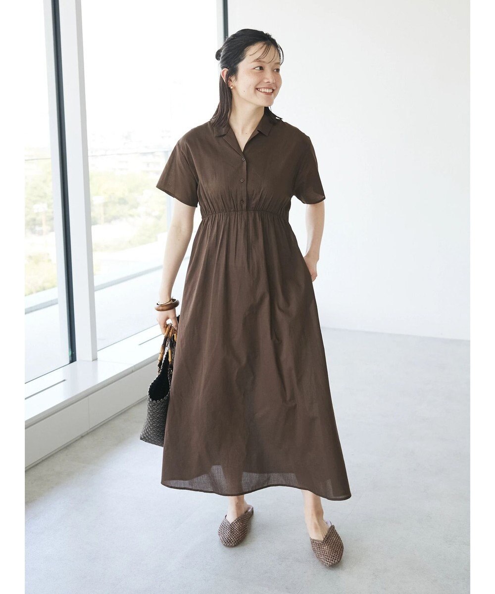 CRAFT STANDARD BOUTIQUE インド綿オープンカラーワンピース 